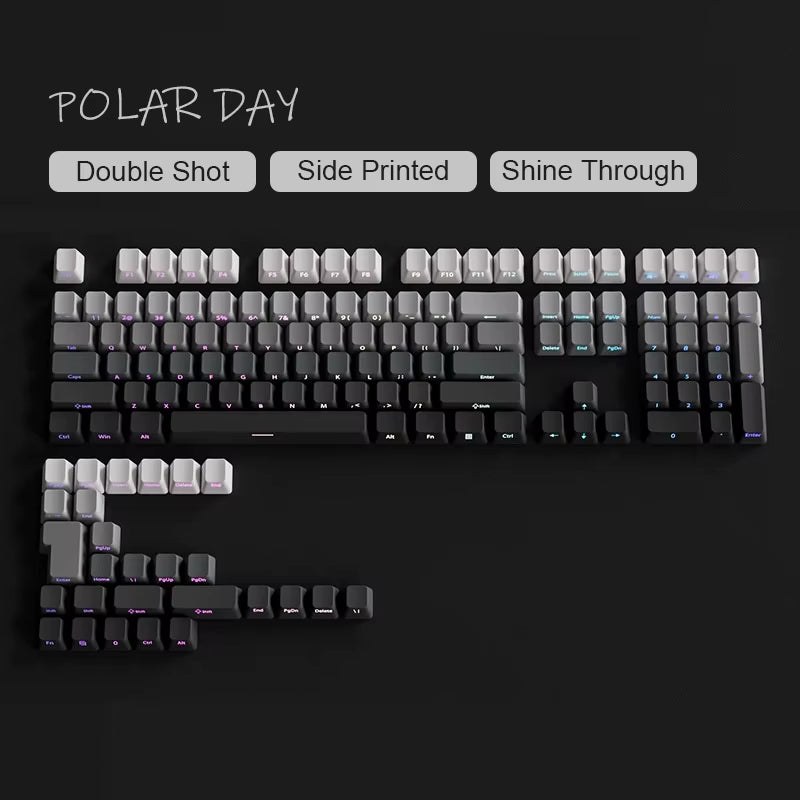 133 Keys Side Print Shine through Keycap Set Double Shot PBT Cherry Profile Keycaps for MX Switch Mechanical Gaming Keyboard