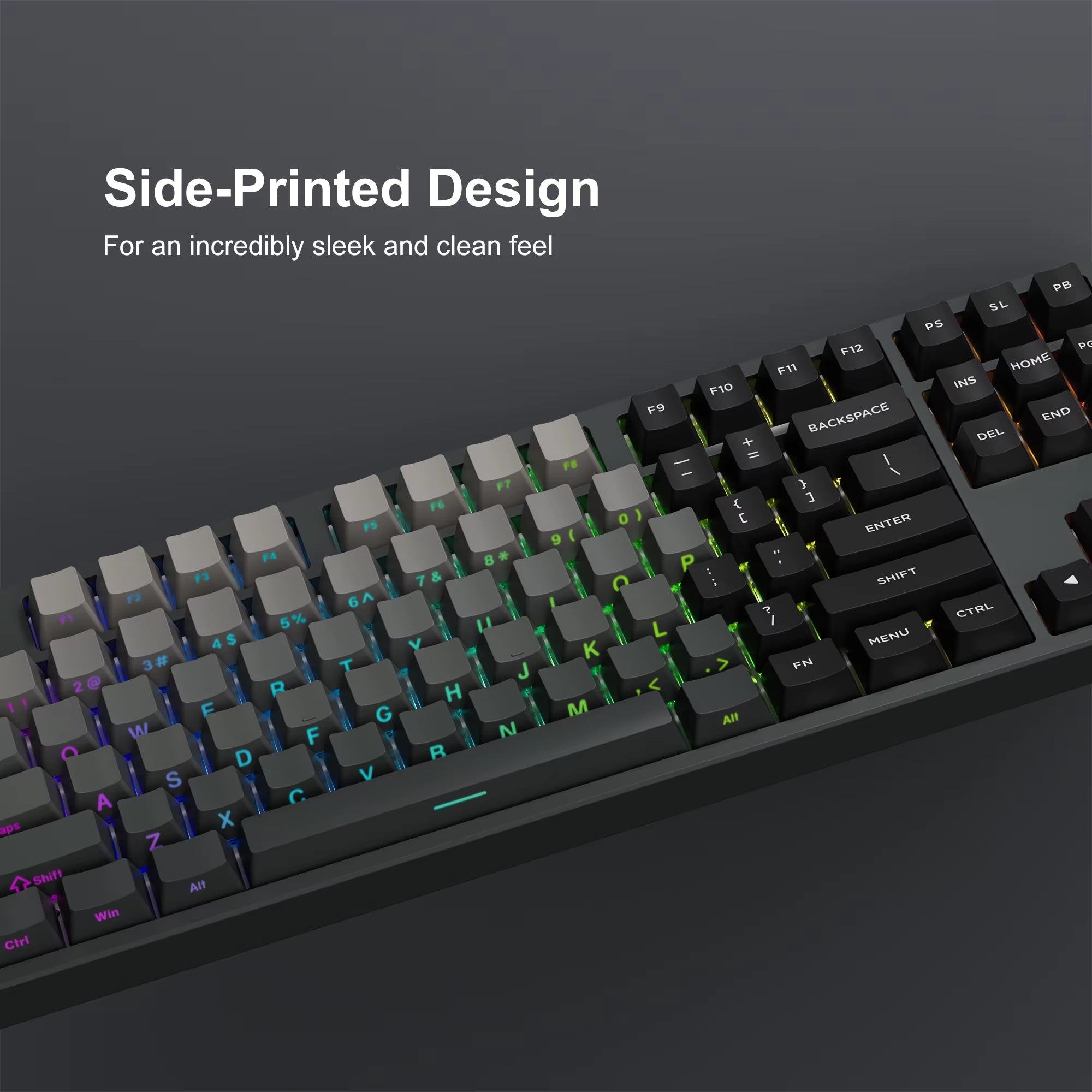 136 Key Polar Day PBT Double Shot Side Print Shine through Backlit Keycaps for MX Mechanical Keyboard 108 96 87 NJ80 84 68 64 61