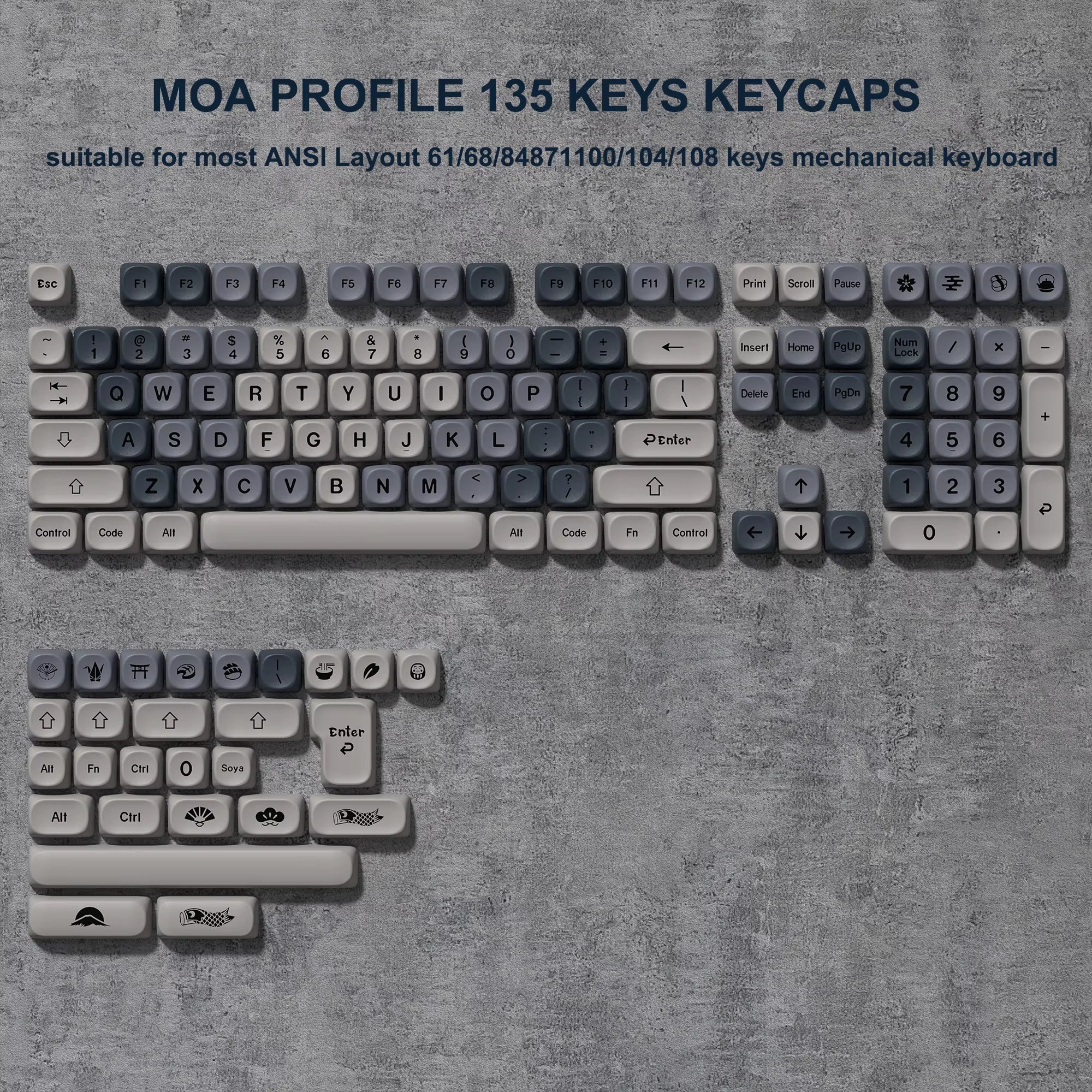 142 Keys Bow PBT Keycaps MOA Profile PBT Dye Sublimation DIY Key Caps for 61/87/104 Cherry MX Switch Gaming Mechanical Keyboard