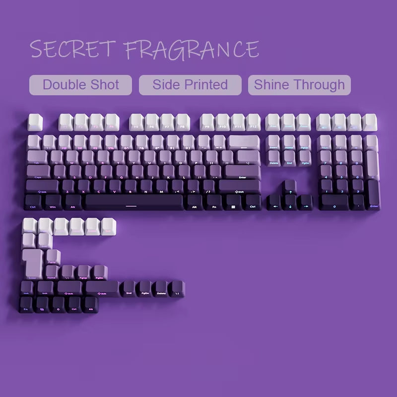 135 Keys Gradient Green Shine through Keycaps Side Printed PBT Double Shot Keycaps OEM Profile for MX Switches Gaming Keyboards