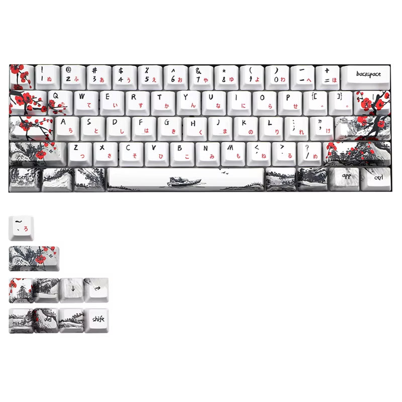 Novelty Allover Dye Subbed Plum Blossom 71 Key Profile Keycap for GH60 RK61 ALT61 Anne PRO2 GK61 GK64 Dz60 Keycaps
