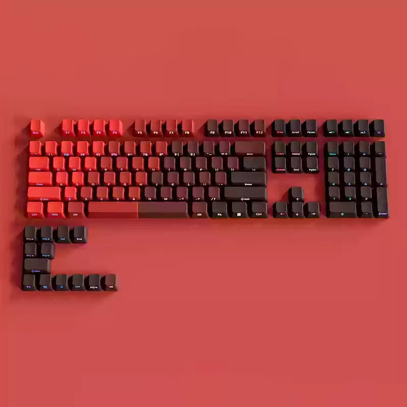 135 Keys Gradient Green Shine through Keycaps Side Printed PBT Double Shot Keycaps OEM Profile for MX Switches Gaming Keyboards