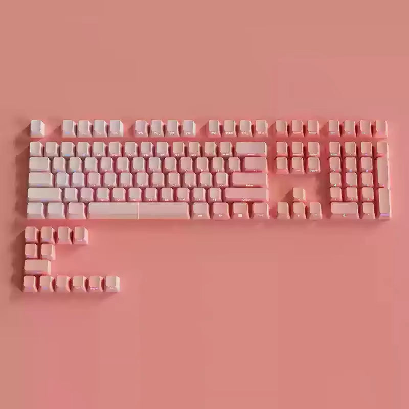 135 Keys Gradient Green Shine through Keycaps Side Printed PBT Double Shot Keycaps OEM Profile for MX Switches Gaming Keyboards