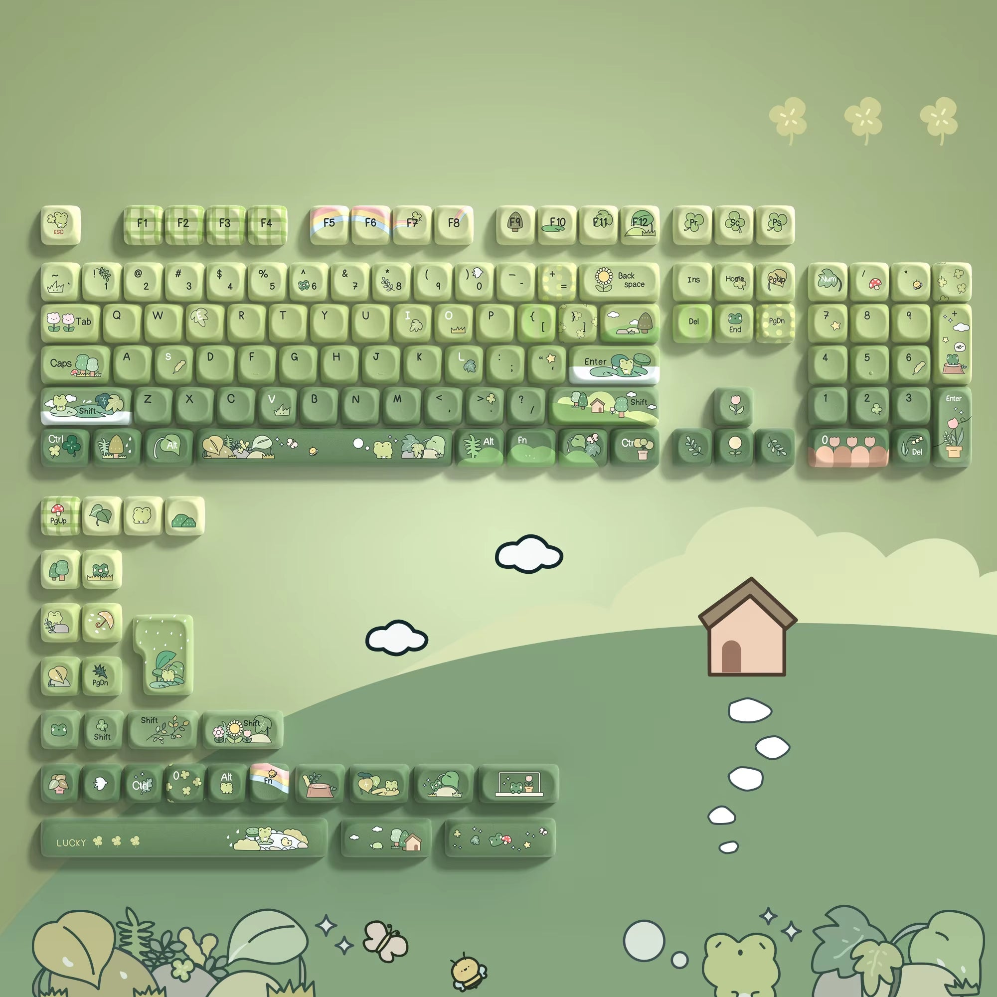 142 Keys Bow PBT Keycaps MOA Profile PBT Dye Sublimation DIY Key Caps for 61/87/104 Cherry MX Switch Gaming Mechanical Keyboard