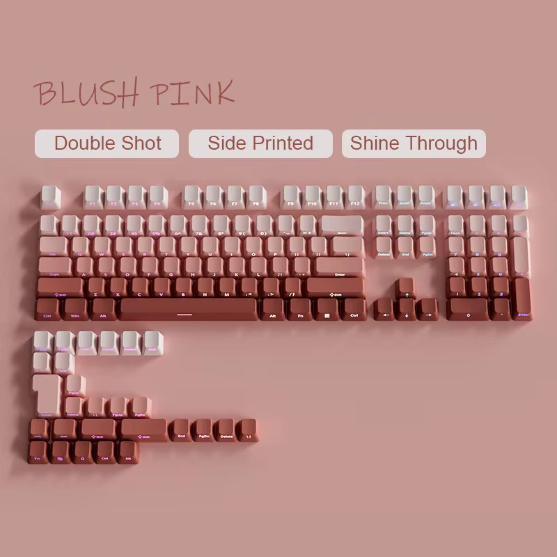 133 Keys Side Print Shine through Keycap Set Double Shot PBT Cherry Profile Keycaps for MX Switch Mechanical Gaming Keyboard