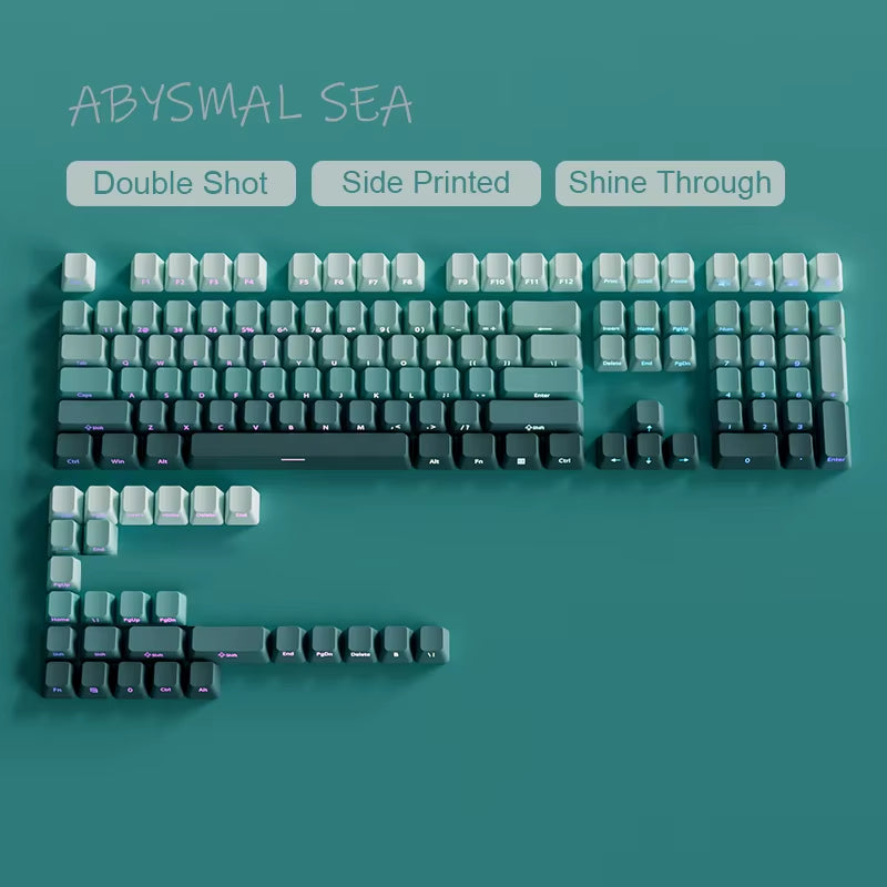133 Keys Side Print Shine through Keycap Set Double Shot PBT Cherry Profile Keycaps for MX Switch Mechanical Gaming Keyboard