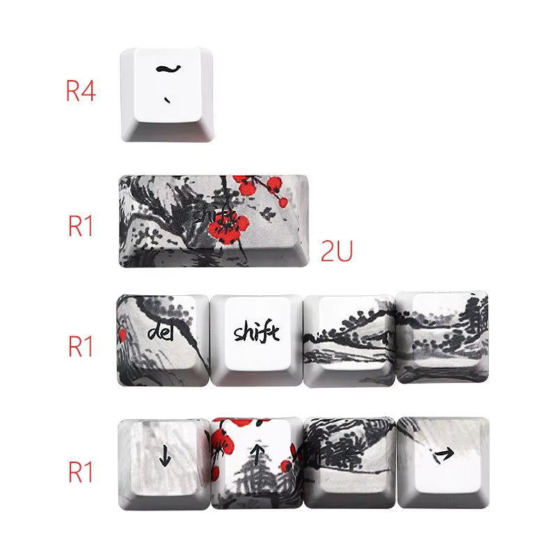 Novelty Allover Dye Subbed Plum Blossom 71 Key Profile Keycap for GH60 RK61 ALT61 Anne PRO2 GK61 GK64 Dz60 Keycaps