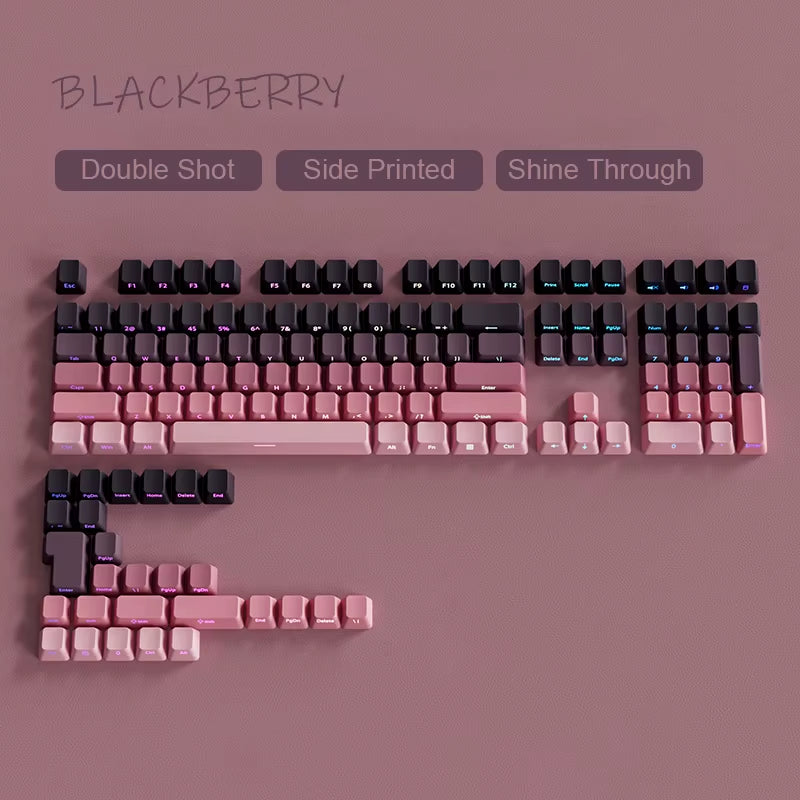 133 Keys Side Print Shine through Keycap Set Double Shot PBT Cherry Profile Keycaps for MX Switch Mechanical Gaming Keyboard