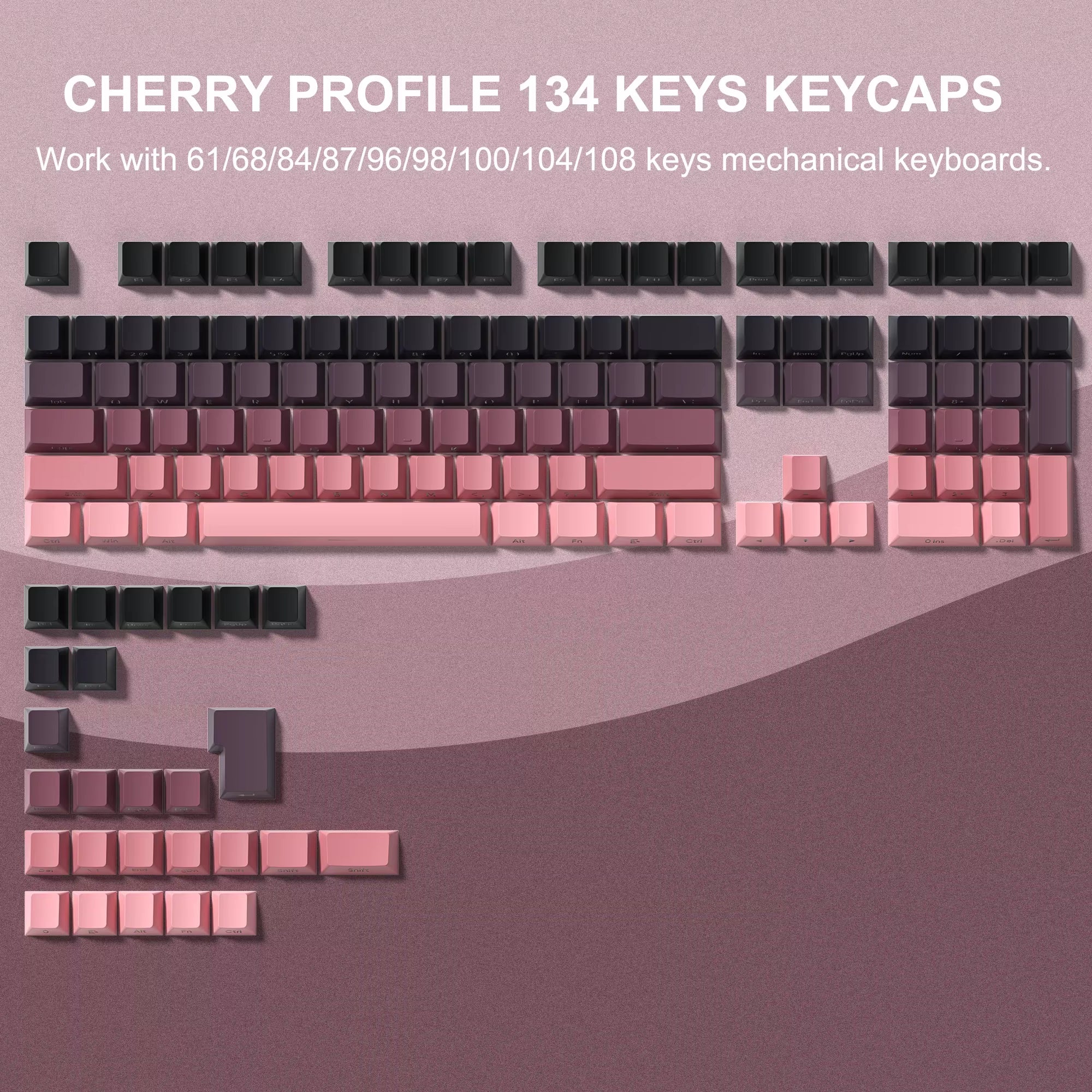 136 Key Polar Day PBT Double Shot Side Print Shine through Backlit Keycaps for MX Mechanical Keyboard 108 96 87 NJ80 84 68 64 61