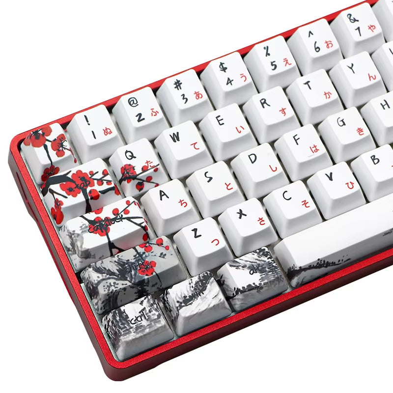Novelty Allover Dye Subbed Plum Blossom 71 Key Profile Keycap for GH60 RK61 ALT61 Anne PRO2 GK61 GK64 Dz60 Keycaps