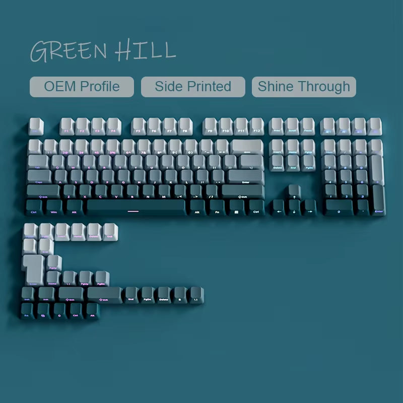133 Keys Side Print Shine through Keycap Set Double Shot PBT Cherry Profile Keycaps for MX Switch Mechanical Gaming Keyboard