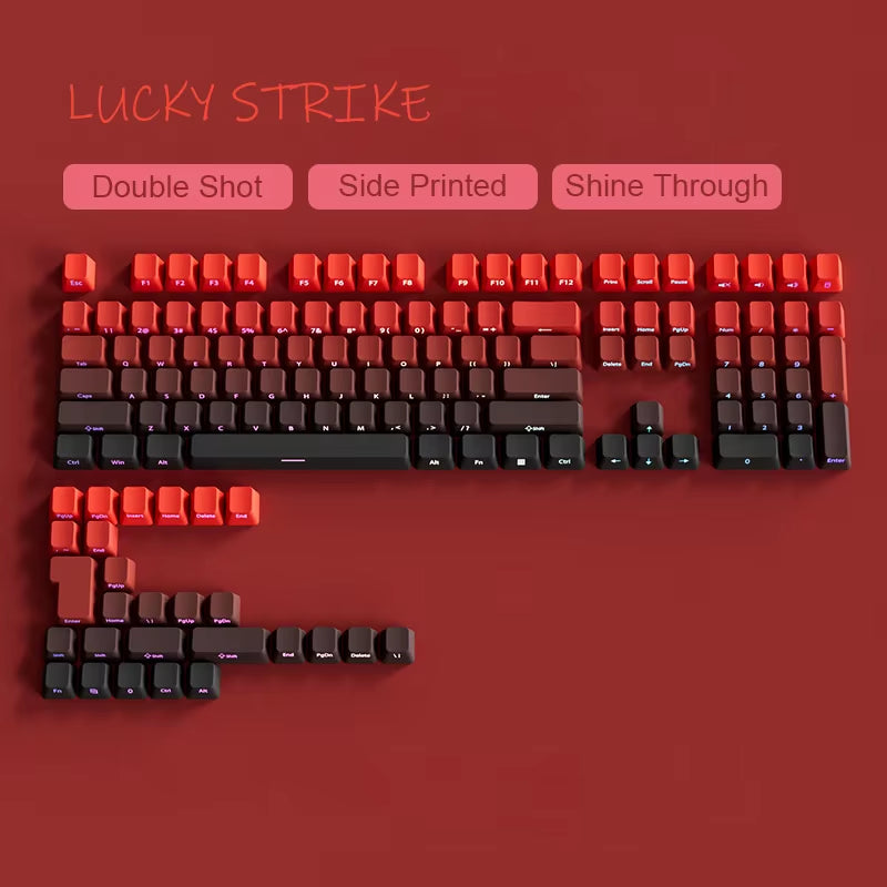 135 Keys Gradient Green Shine through Keycaps Side Printed PBT Double Shot Keycaps OEM Profile for MX Switches Gaming Keyboards