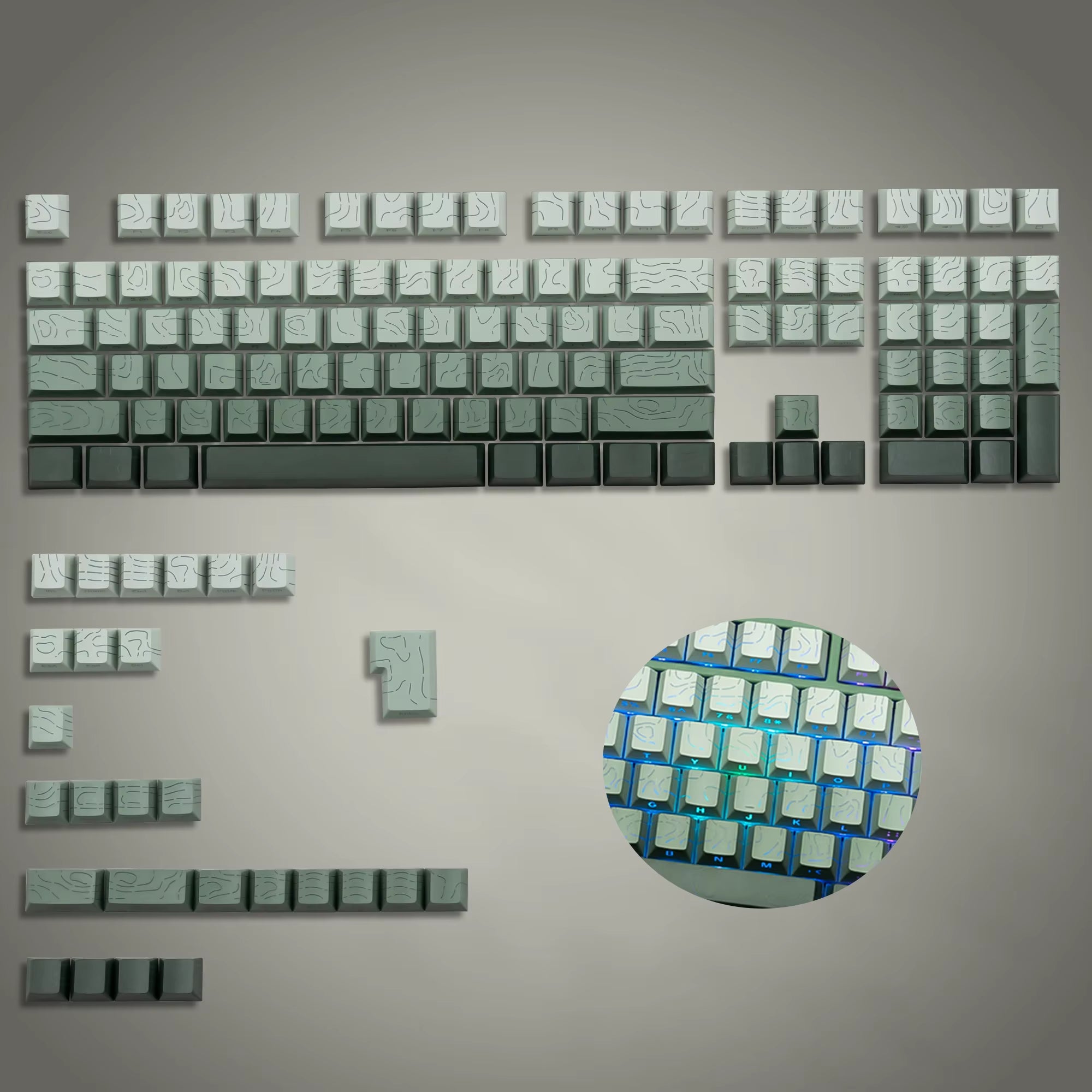 136 Key Polar Day PBT Double Shot Side Print Shine through Backlit Keycaps for MX Mechanical Keyboard 108 96 87 NJ80 84 68 64 61