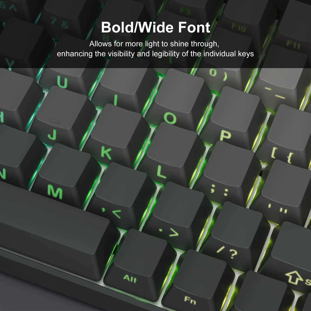 136 Key Polar Day PBT Double Shot Side Print Shine through Backlit Keycaps for MX Mechanical Keyboard 108 96 87 NJ80 84 68 64 61