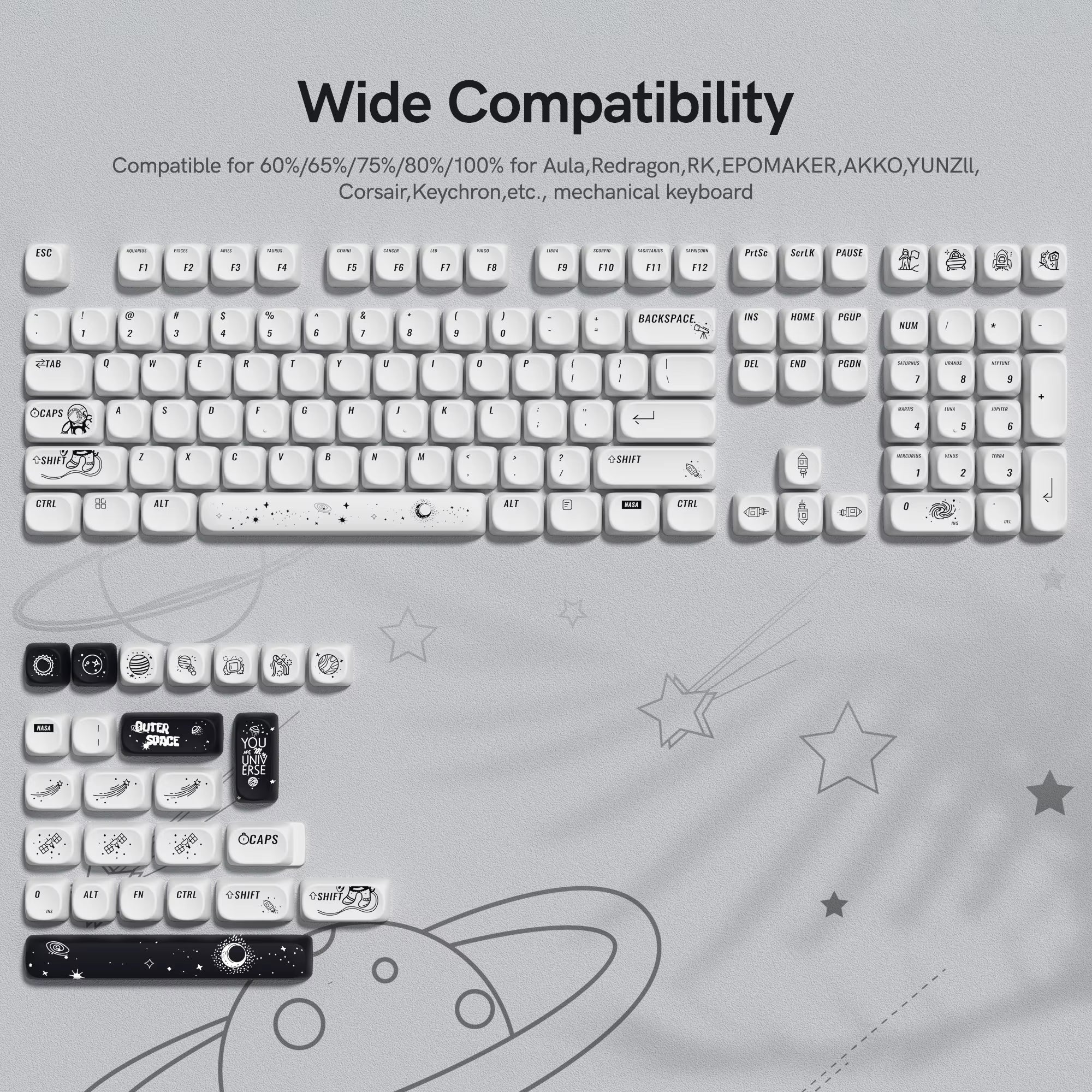 142 Keys Bow PBT Keycaps MOA Profile PBT Dye Sublimation DIY Key Caps for 61/87/104 Cherry MX Switch Gaming Mechanical Keyboard