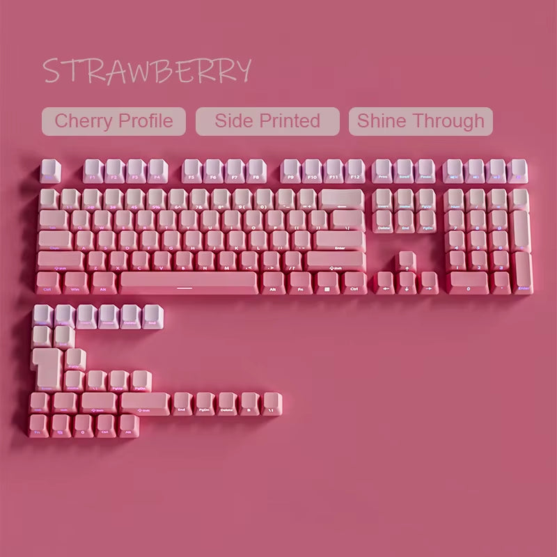 133 Keys Side Print Shine through Keycap Set Double Shot PBT Cherry Profile Keycaps for MX Switch Mechanical Gaming Keyboard