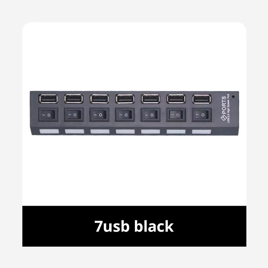 Switch Extension Hub 7-Port USB2.0 Hub Computer USB Extension Hub One Drag Seven USB2.0 Splitter PC Laptop Desktop