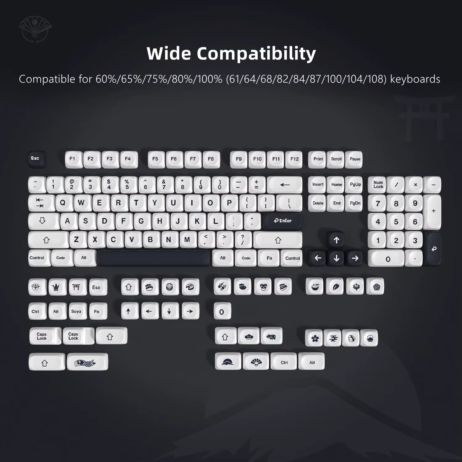 142 Keys Bow PBT Keycaps MOA Profile PBT Dye Sublimation DIY Key Caps for 61/87/104 Cherry MX Switch Gaming Mechanical Keyboard