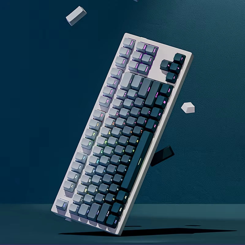 135 Keys Gradient Green Shine through Keycaps Side Printed PBT Double Shot Keycaps OEM Profile for MX Switches Gaming Keyboards