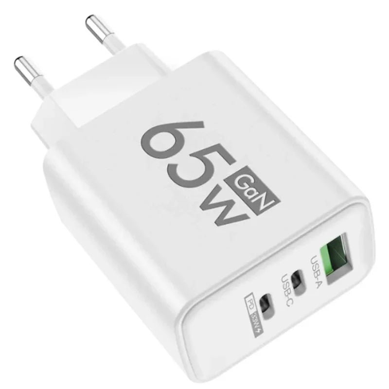 65W Gan USB C Charger Fast Charging Charger Quick Charge 3.0 PD Wall Phone Adapter for Iphone 15 11 Xiaomi POCO Samsung Oneplus