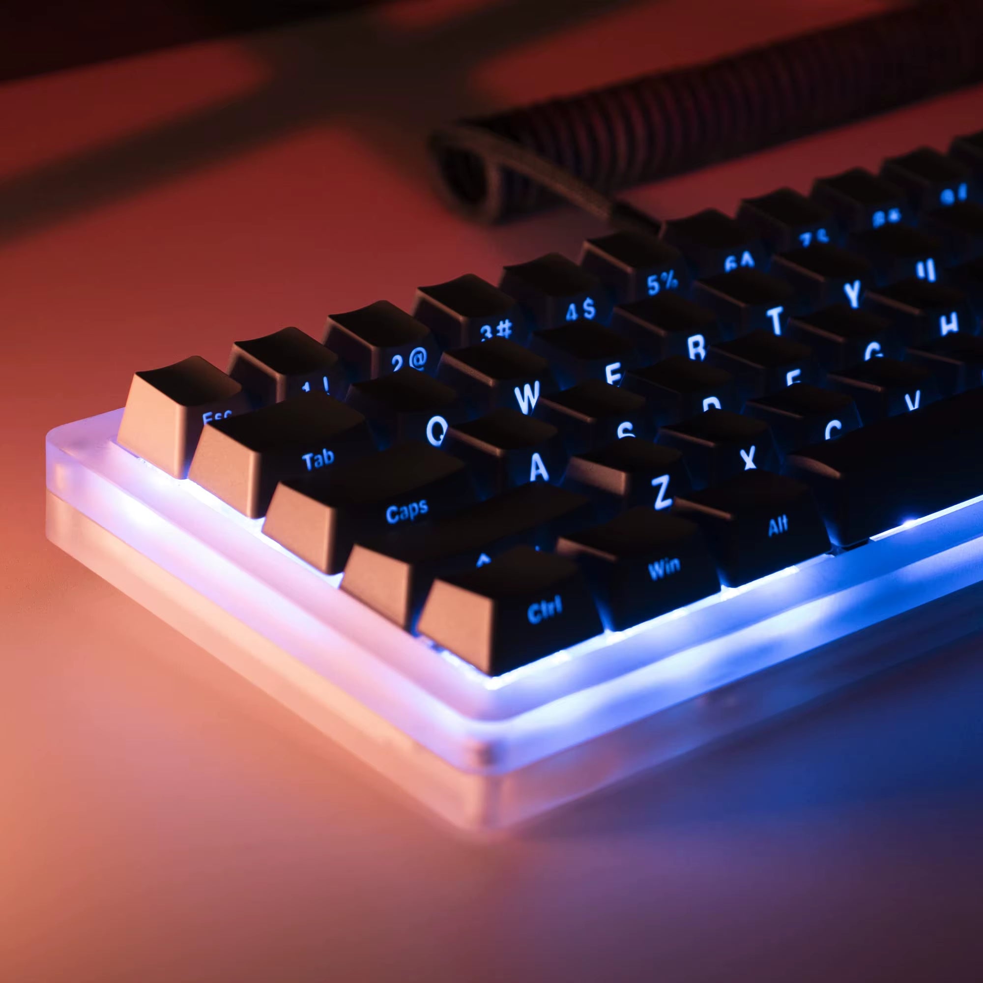 136 Key Polar Day PBT Double Shot Side Print Shine through Backlit Keycaps for MX Mechanical Keyboard 108 96 87 NJ80 84 68 64 61