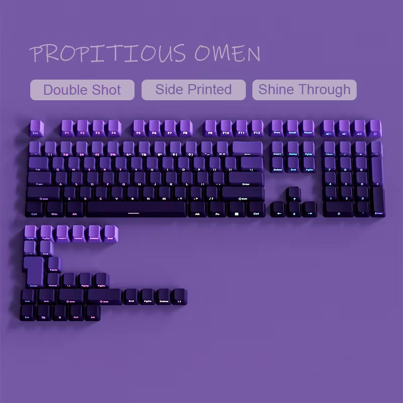 135 Keys Gradient Green Shine through Keycaps Side Printed PBT Double Shot Keycaps OEM Profile for MX Switches Gaming Keyboards