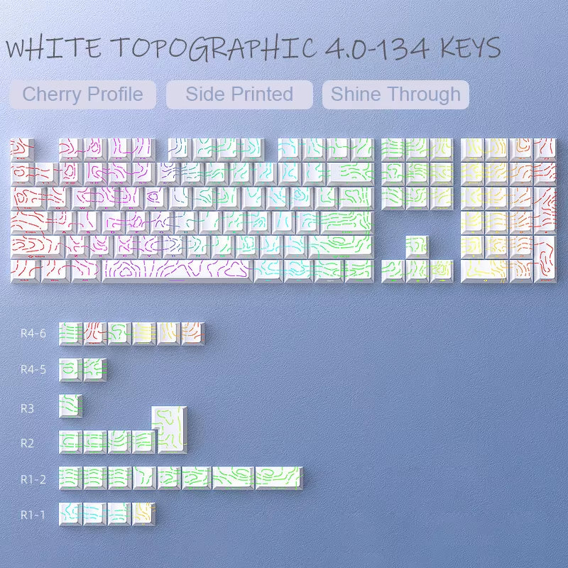 133 Keys Side Print Shine through Keycap Set Double Shot PBT Cherry Profile Keycaps for MX Switch Mechanical Gaming Keyboard