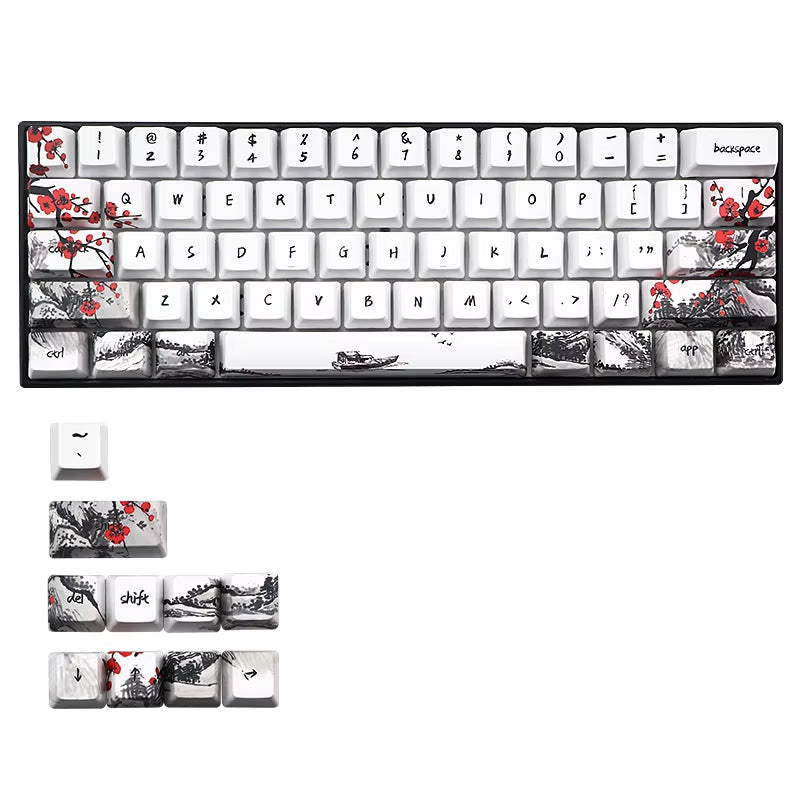Novelty Allover Dye Subbed Plum Blossom 71 Key Profile Keycap for GH60 RK61 ALT61 Anne PRO2 GK61 GK64 Dz60 Keycaps