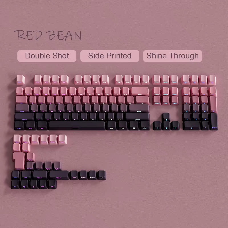133 Keys Side Print Shine through Keycap Set Double Shot PBT Cherry Profile Keycaps for MX Switch Mechanical Gaming Keyboard
