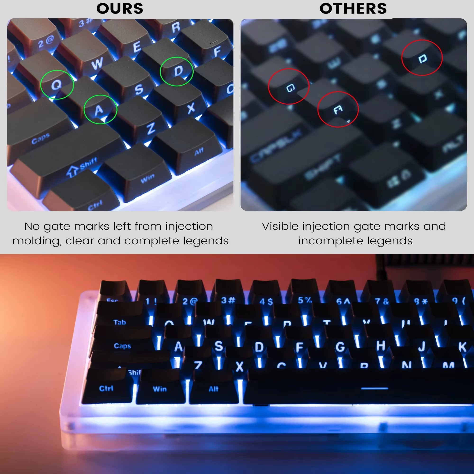 136 Key Polar Day PBT Double Shot Side Print Shine through Backlit Keycaps for MX Mechanical Keyboard 108 96 87 NJ80 84 68 64 61