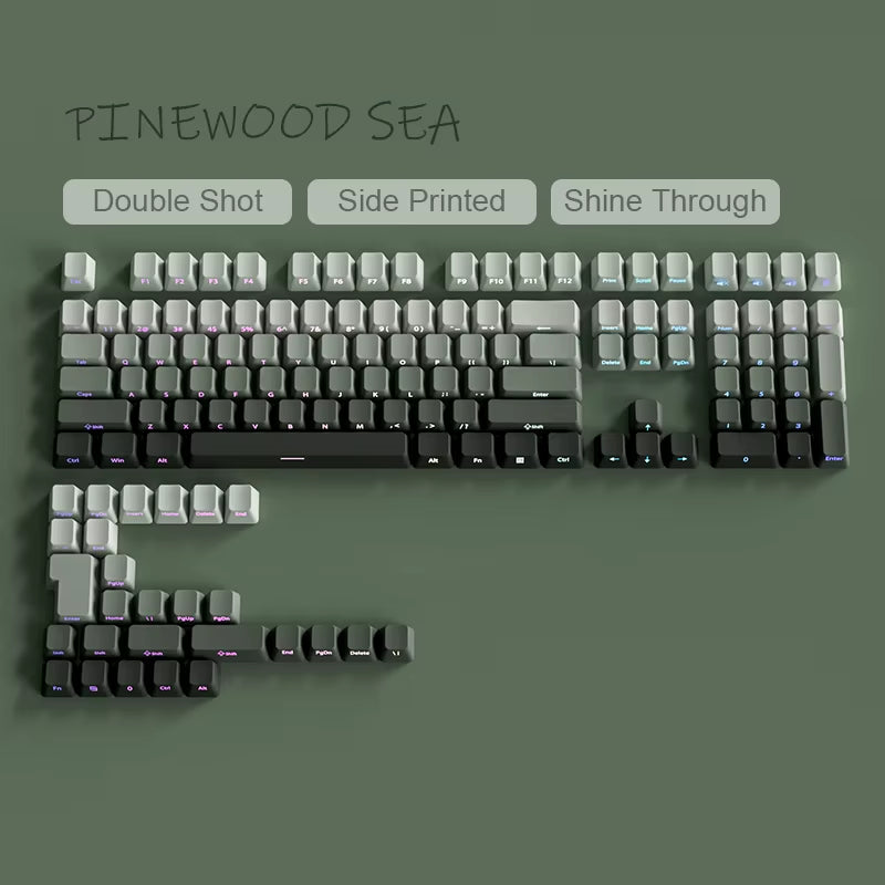 133 Keys Side Print Shine through Keycap Set Double Shot PBT Cherry Profile Keycaps for MX Switch Mechanical Gaming Keyboard