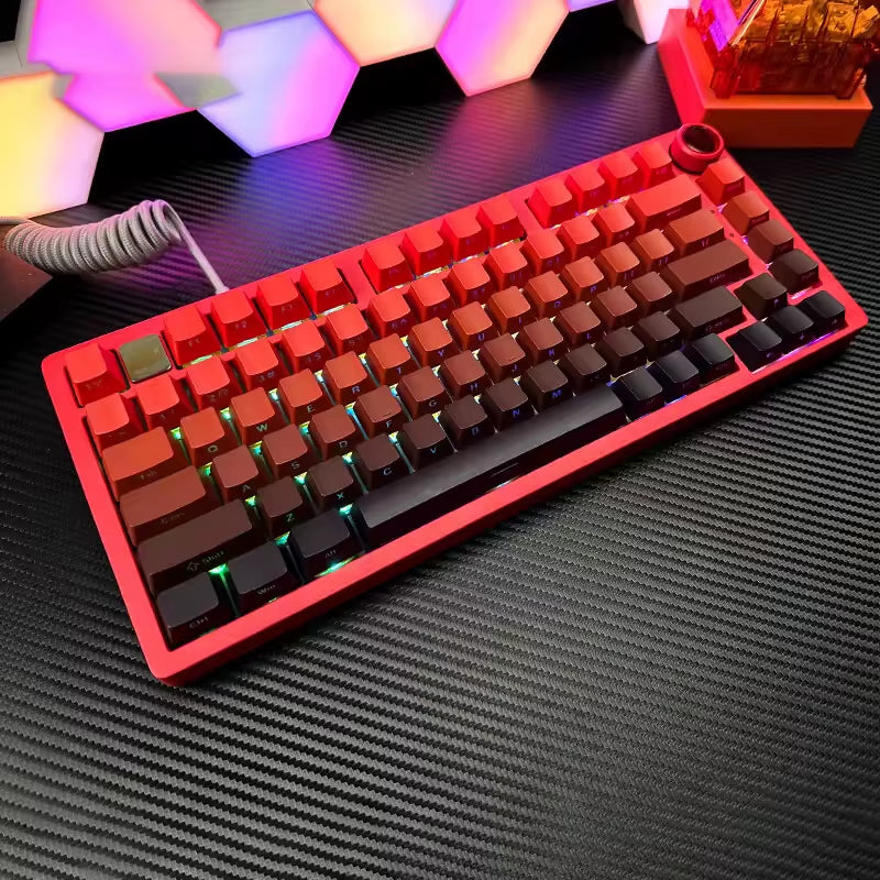 133 Keys Side Print Shine through Keycap Set Double Shot PBT Cherry Profile Keycaps for MX Switch Mechanical Gaming Keyboard